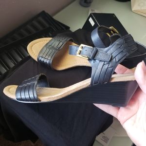 Lauren Ralph Lauren Black Wedge Sandals NWT